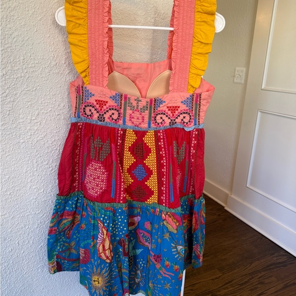 FARM Rio Embroidered Colorblock Flutter Sleeve Mini Dress - Picture 5 of 6